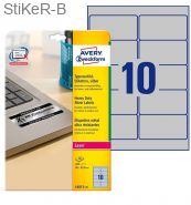 L6012-20  Этикетки  Avery Zweckform ,серебристые, полиэстерные, L,  96х50.8 мм, 10 шт., 20 листов
