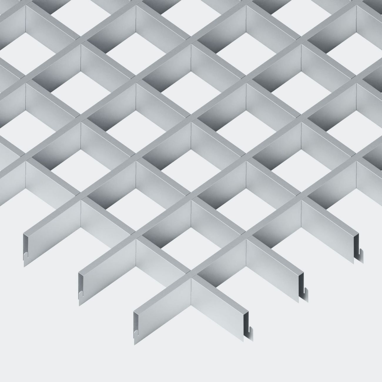 Подвесной потолок Грильято 150х150х30 мм серебристый ячеистый потолок из алюминиевого профиля