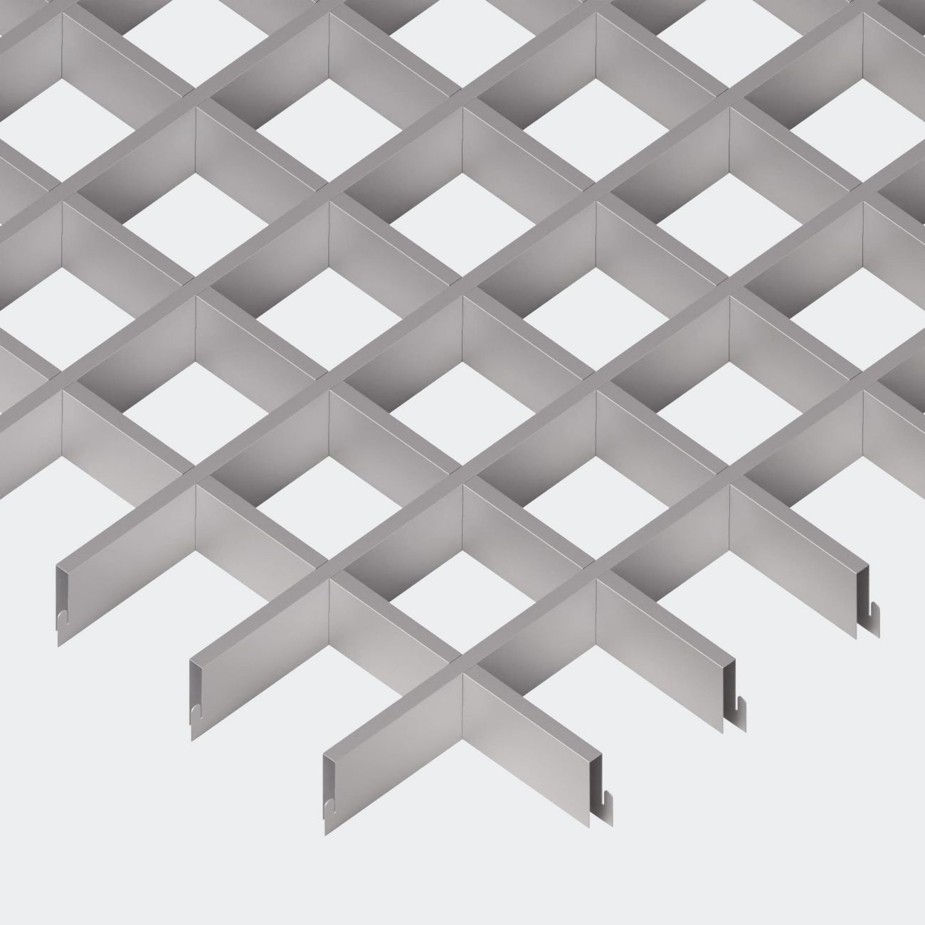 Подвесной потолок Грильято 75х75х30 мм серый ячеистый потолок из алюминиевого профиля