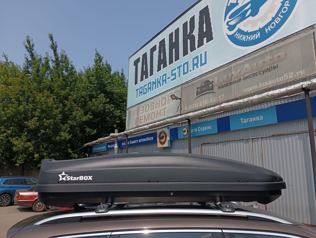 Автобокс StarBOX JUPITER, 216*85*46, 580л, двусторонний, металлический усилитель, крепления "U-скоба"