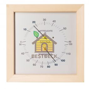 Термометр-гигрометр для сауны Fischer в деревянном корпусе квадратный