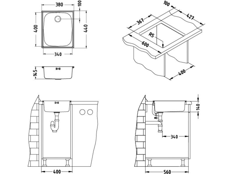 Мойка для кухни Alveus BASIC BASIC 10 1008694 38х44 см квдаратная ФОТО
