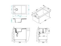 Мойка для кухни Alveus FORMIC 30 GRANITAL+ с сифоном 76х50 см схема 9