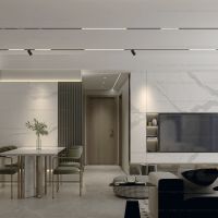 Встраиваемый магнитный шинопровод Skyline 48 под ГКЛ в интерьере