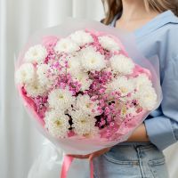 Сборный букет (розовая гипсофила и хризантема)