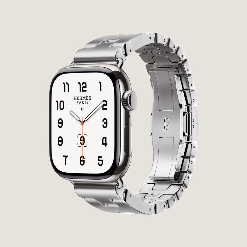 Часы Apple Watch Hermès Series 9 GPS + Cellular 41mm Silver Stainless Steel Case with Stainless Steel Satiné Grand H (Размер S)