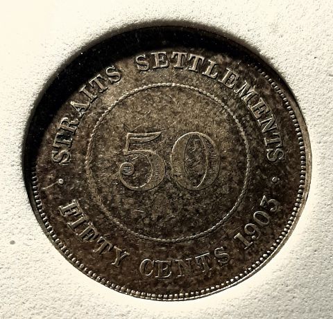 50 центов 1903 Стрейтс Сеттлментс Слаб Редкий год Великобритания