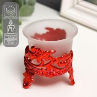 Подсвечник на 1 свечу «Цветы», пластик, стекло, красный, 6.5?6?6 см