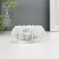 Стеклянный подсвечник на 1 свечу «Королевский узор», прозрачный, 3.5?7.3?7.3 см