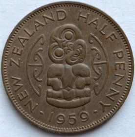 Королева Елизавета II ½ пенни Новая Зеландия 1959