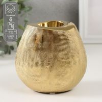 Подсвечник керамика на 1 свечу «Глория», d=4 см, золото, 12.5?8?12 см
