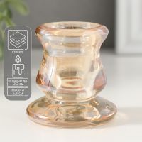Стеклянный подсвечник на 1 свечу «Лучано», d=2.2 см, прозрачный карамель, 5.5?5.2?5.3 см