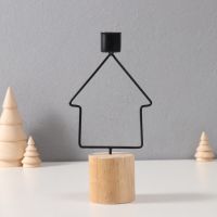 Подсвечник на 1 свечу «Домик», d=2 см, металл, дерево, 9?5?17.5 см