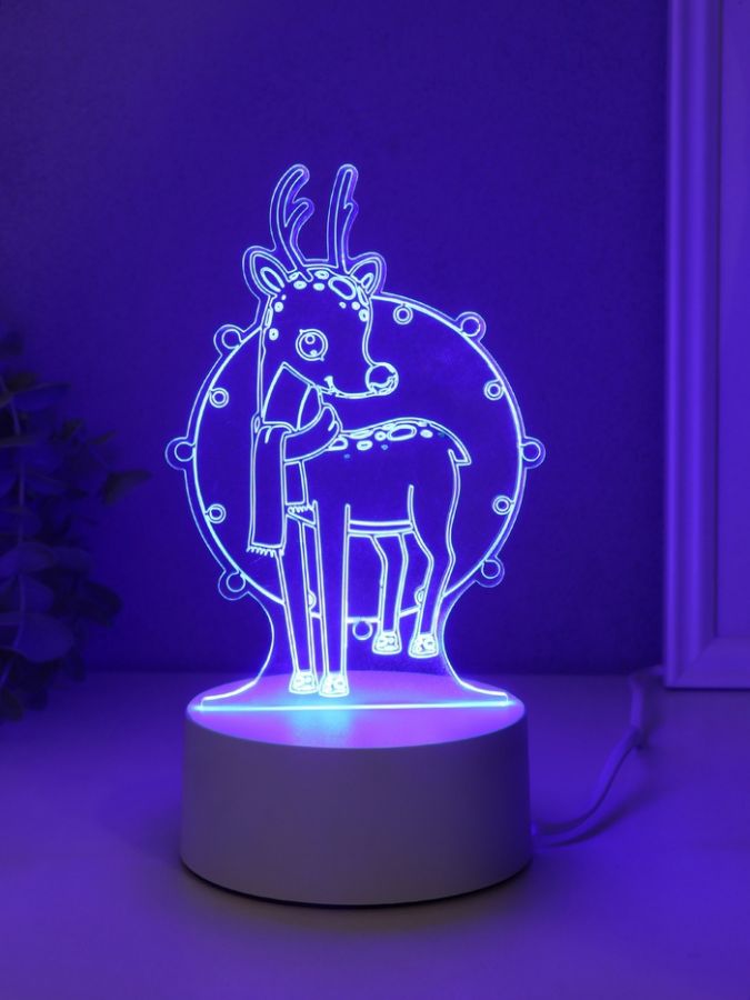 Светильник "Олень в гирлянде" LED RGB от сети RISALUX 9,5х10,4х16 см
