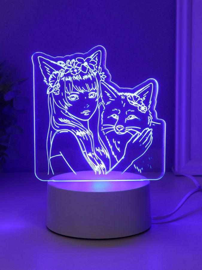 Светильник "Лисица" LED RGB от сети RISALUX 9,5х16,7х18,5 см