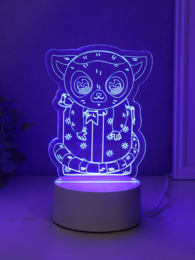 Светильник "Лемур на подарке" LED RGB от сети RISALUX 9,5х11,8х17 см