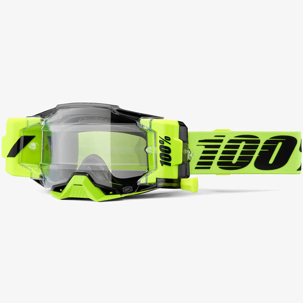 100% Armega ForeCast Neon Yellow (2025) очки для мотокросса с системой грязеочистки (перемоткой)