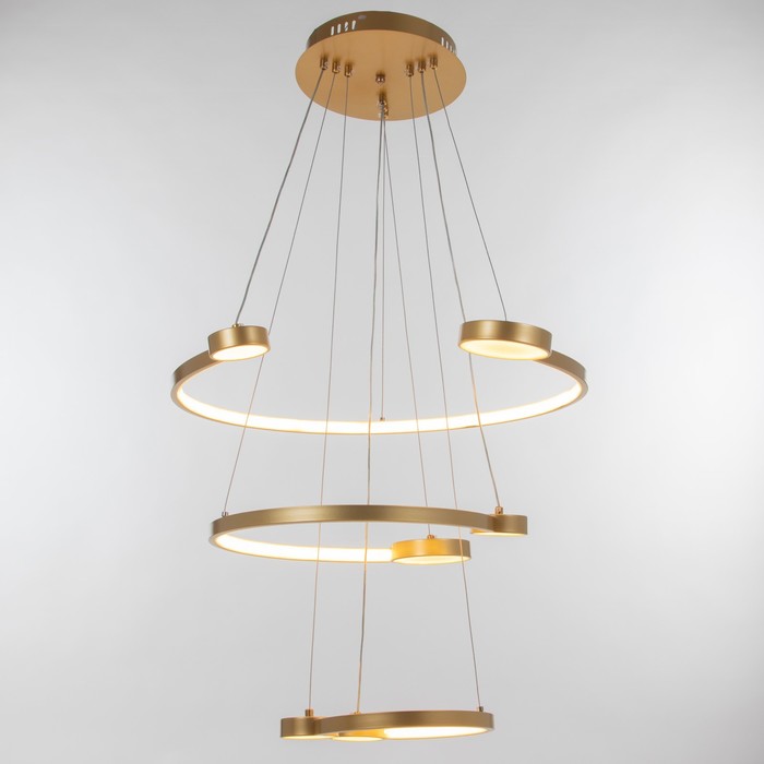 Люстра с ПДУ "Брочини" 3LED 240Вт 3000-6000К золото 60х60х10-110см BayerLux