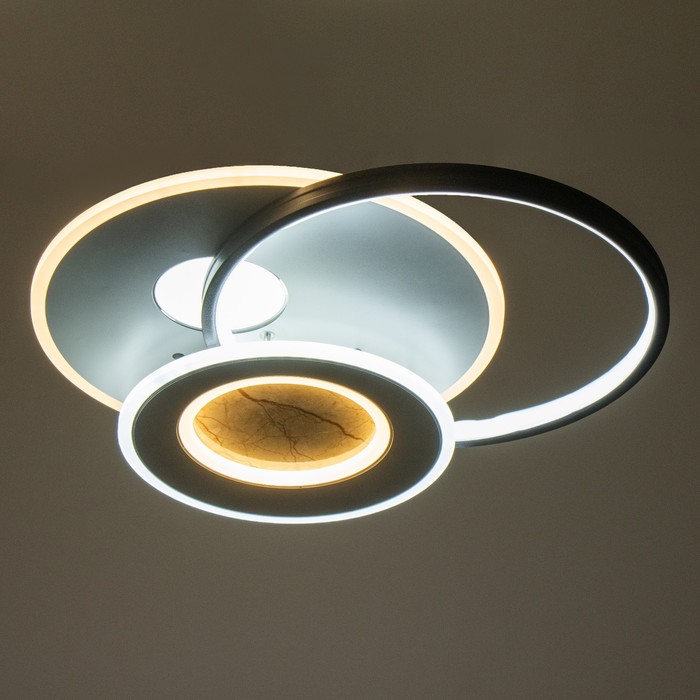 Люстра с ПДУ "Круги" LED 160Вт чёрно-белый 50,5х46,5х6 см BayerLux