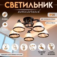 Светильник потолочный BayerLux «Ариса», 5?Е27, 40 Вт, чёрный, 56?56?22 см