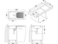 Мойка для кухни Alveus BASIC BASIC 60 1008843 86х43,5 см с крылом схема 3 Мойка для кухни Alveus BASIC BASIC 60 1008843 86х43,5 см с крылом схема 3