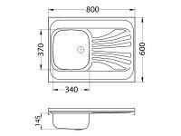 Мойка для кухни накладная Alveus CLASSIC 30 1009076 левая в комплекте сифоном с 80х60 см схема 2