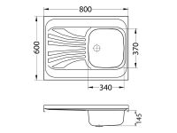 Мойка для кухни накладная Alveus CLASSIC 30 1009077 правая в комплекте сифоном с 80х60 см схема 2