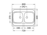 Мойка для кухни накладная Alveus CLASSIC 40 NATв комплекте с сифоном 80х60 см схема 2