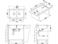 Мойка для кухни Alveus ELEGANT 40 SAT-90 в комплекте с сифоном 81х51 см схема 3