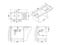 Мойка для кухни Alveus ELEGANT 70 SAT-90 в комплекте с сифоном 111х51 см схема 3