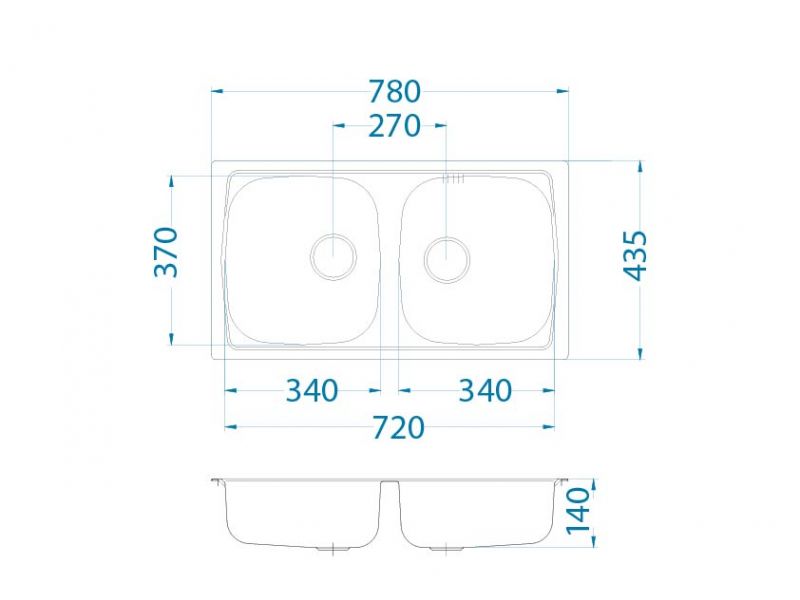 Мойка для кухни Alveus BASIC 160 NAT-90 в комплекте с сифоном 78х43,5 см ФОТО