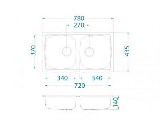 Мойка для кухни Alveus BASIC 160 NAT-90 в комплекте с сифоном 78х43,5 см схема 3