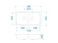 Мойка для кухни Alveus BASIC 160 LEI-90 в комплекте с сифоном 78х43,5 см схема 3