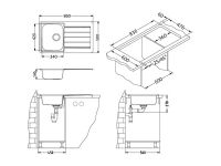 Мойка для кухни Alveus LINE 20 NAT-90 в комплекте с сифоном 86х50 см схема 3