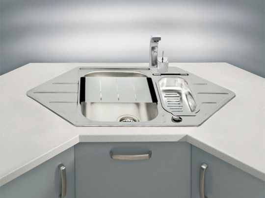 Мойка для кухни Alveus LINE 40 NAT-90 угловая в комплекте с сифоном 98,5х50 см схема 2