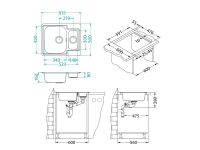 Мойка для кухни Alveus LINE 50 NAT-90 в комплекте с сифоном 61,5х50 см схема 3