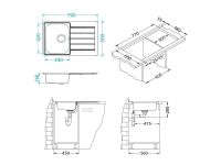 Мойка для кухни Alveus LINE 80 NAT-60 в комплекте с сифоном 79х50 см схема 3