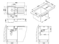 Мойка для кухни Alveus LINE MAXIM 10 SAT с сифоном 98х50 см схема 4