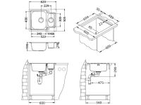 Мойка для кухни Alveus LINE MAXIM 50 FS SAT 90 в комплекте с сифоном 61,5х50,5 см схема 4