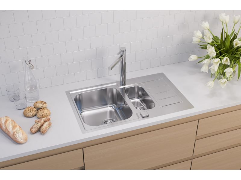 Мойка для кухни Alveus LINE MAXIM 70 FS SAT-90 1+1/2 в комплекте с сифоном 79,5х50,5 см ФОТО