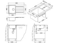 Мойка для кухни Alveus LINE MAXIM 20-SAT с сифоном 86х50 см схема 2