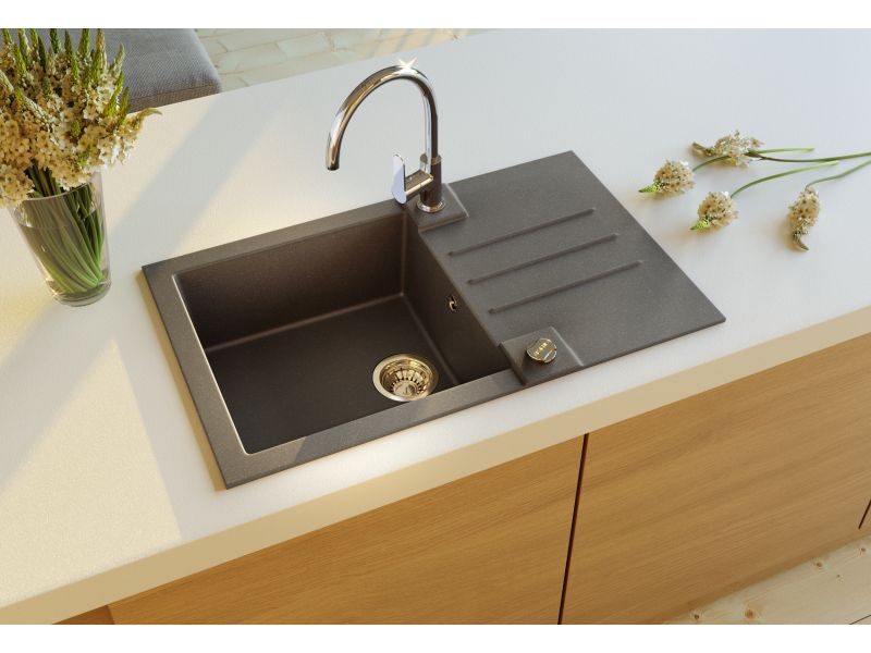 Мойка для кухни Alveus ROCK 130 GRANITAL с сифоном 78х48х18 см ФОТО
