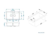 Мойка для кухни Alveus ROCK 90 GRANITAL с сифоном 78х48х18 см схема 8