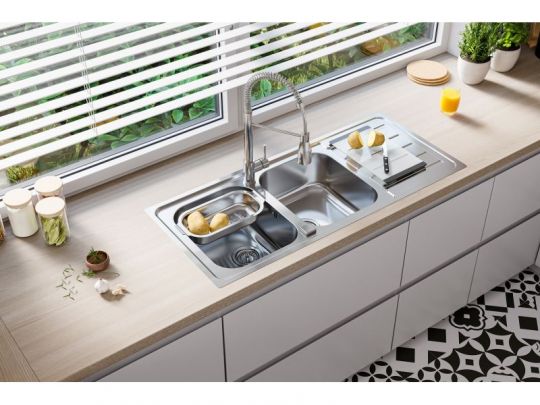 Мойка для кухни Alveus LINE MAXIM 100 SAT 90 с FS в комплекте с сифоном 116,5х50,5 см схема 2