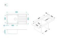 Мойка для кухни Alveus PRAKTIK 100-LEI в комплекте с сифоном 98х50 см схема 3