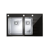 Мойка для кухни Alveus CRYSTALIX 20 1+1/2 левая с сифоном дозатором коландером 86х54 см схема 1