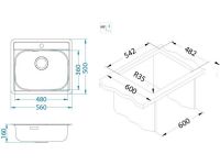 Мойка для кухни Alveus MORE 10 FS NAT-90 в комплекте с сифоном 56х50 см схема 5