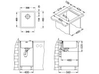 Мойка для кухни Alveus QUADRIX MONARCH 20 с выпуском без сифона 39х45х20 см схема 10