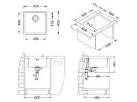 Мойка для кухни Alveus QUADRIX MONARCH 30 с выпуском без сифона 45х45х20 см схема 13