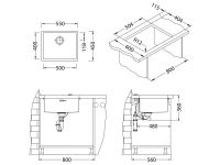Мойка для кухни Alveus QUADRIX MONARCH 50 с выпуском без сифона 55х45х20 см схема 10